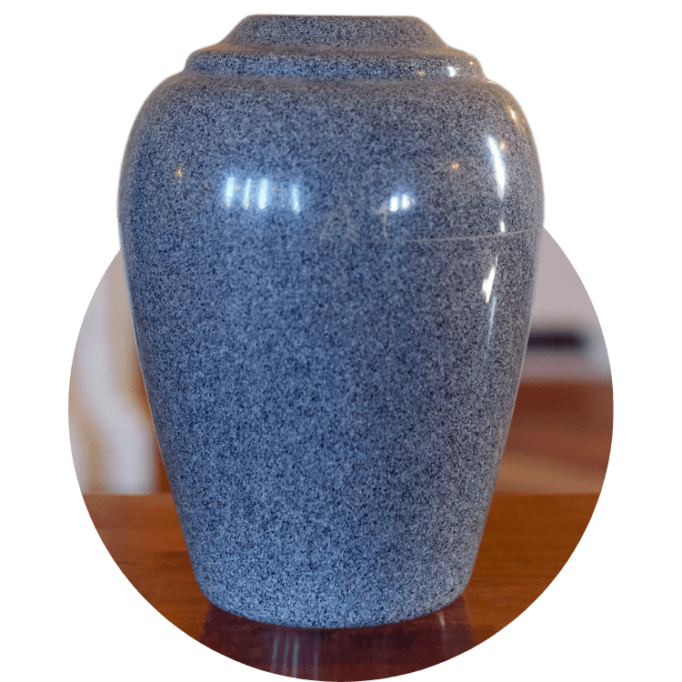 A ceramic cremation urn
